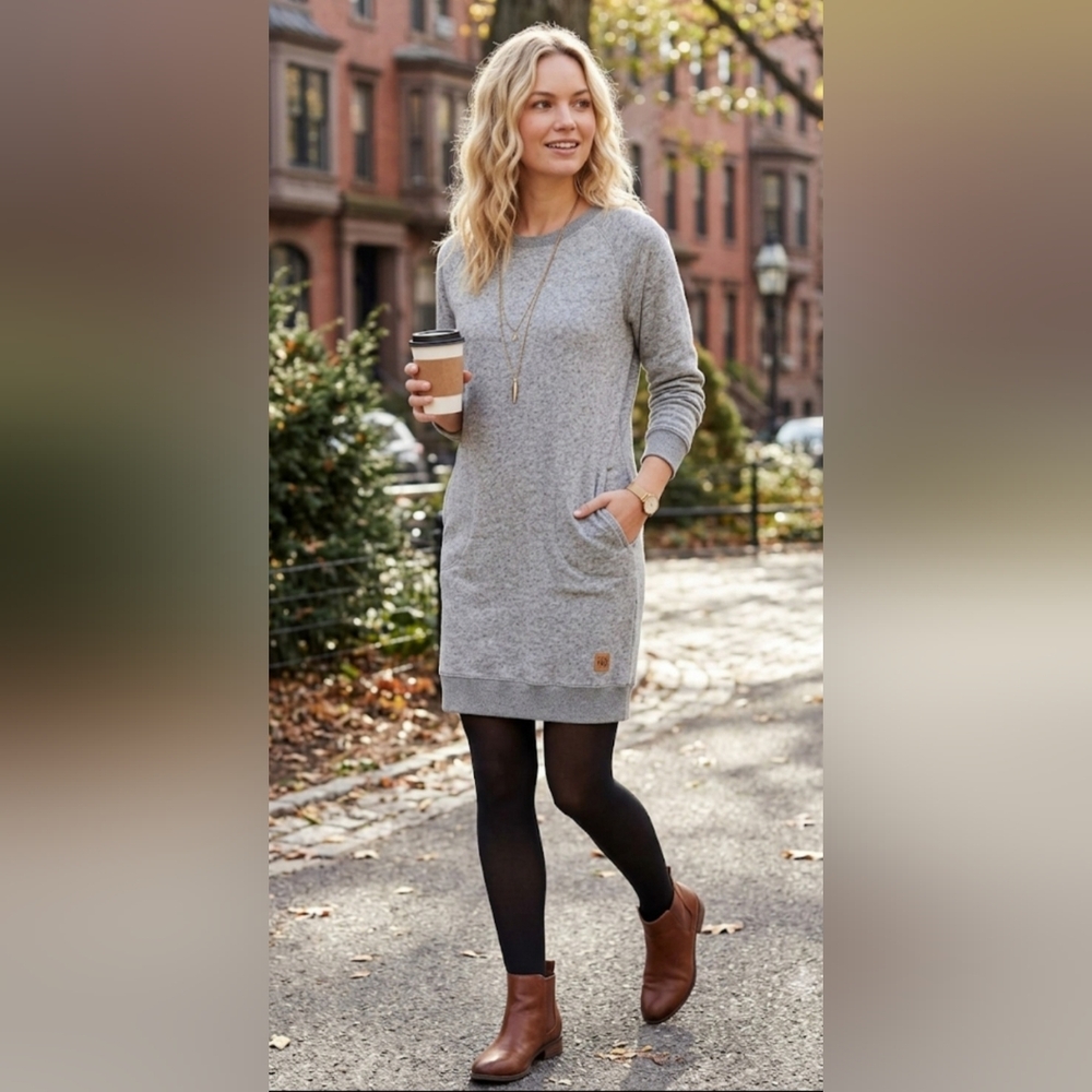 💚 NWT Tentree Jade Sweatshirt Dress Lunar Rock | size M 🌿